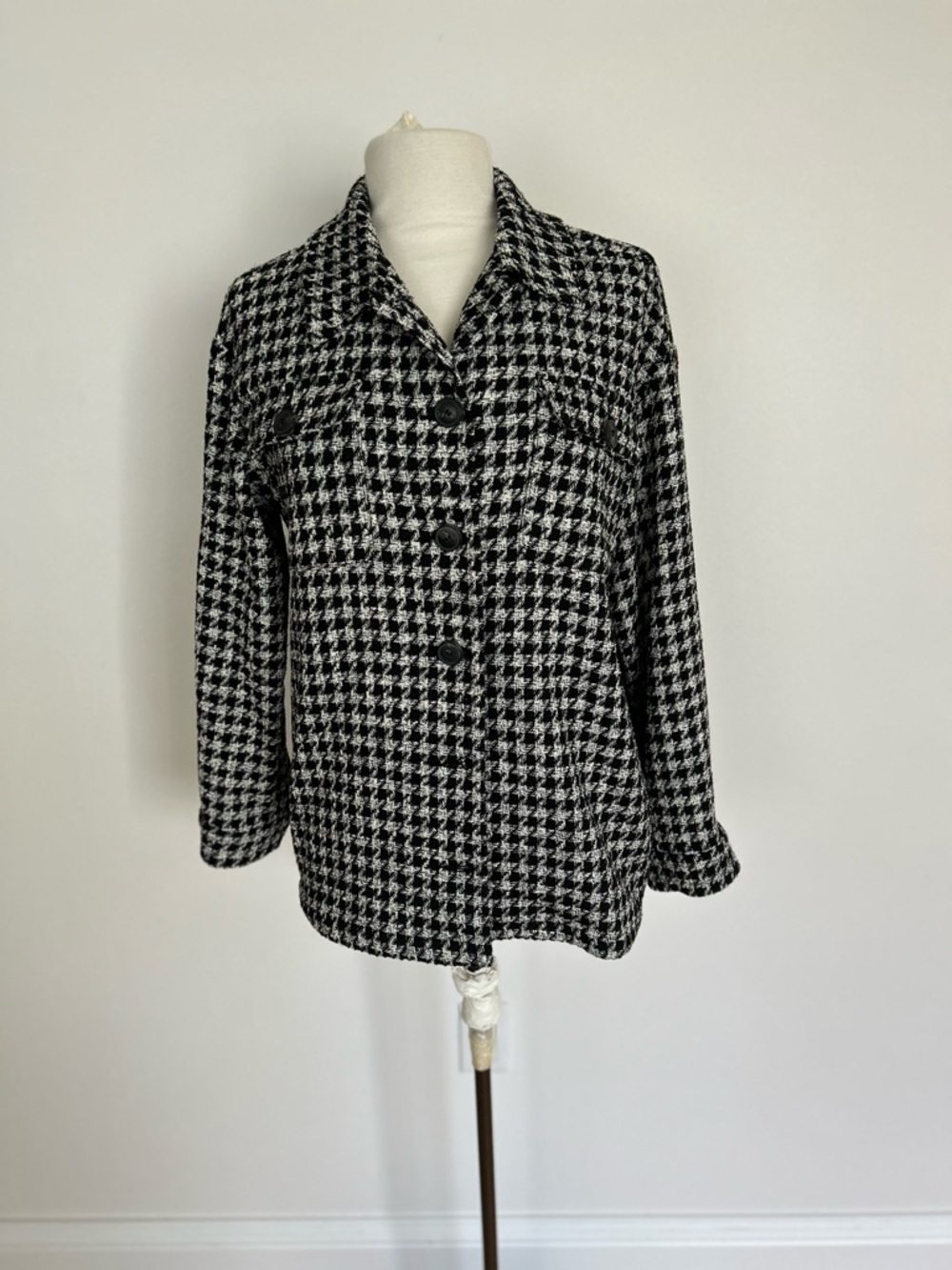 Mango Black & White Houndstooth Jacket